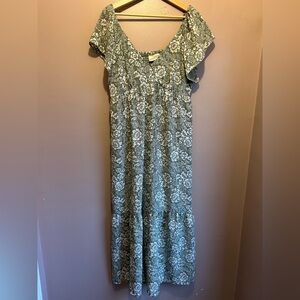 Universal Thread Women's Flutter Short Sleeve Floral Maxi A-Line Dress